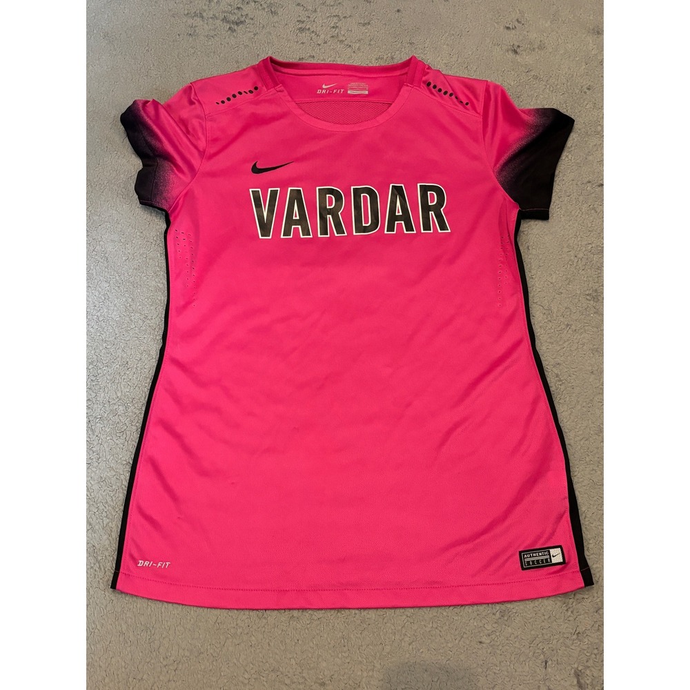 Nike Dri-FIT Vardar Soccer Jersey Pink Black No. 22 Short Sleeve Womens Medium